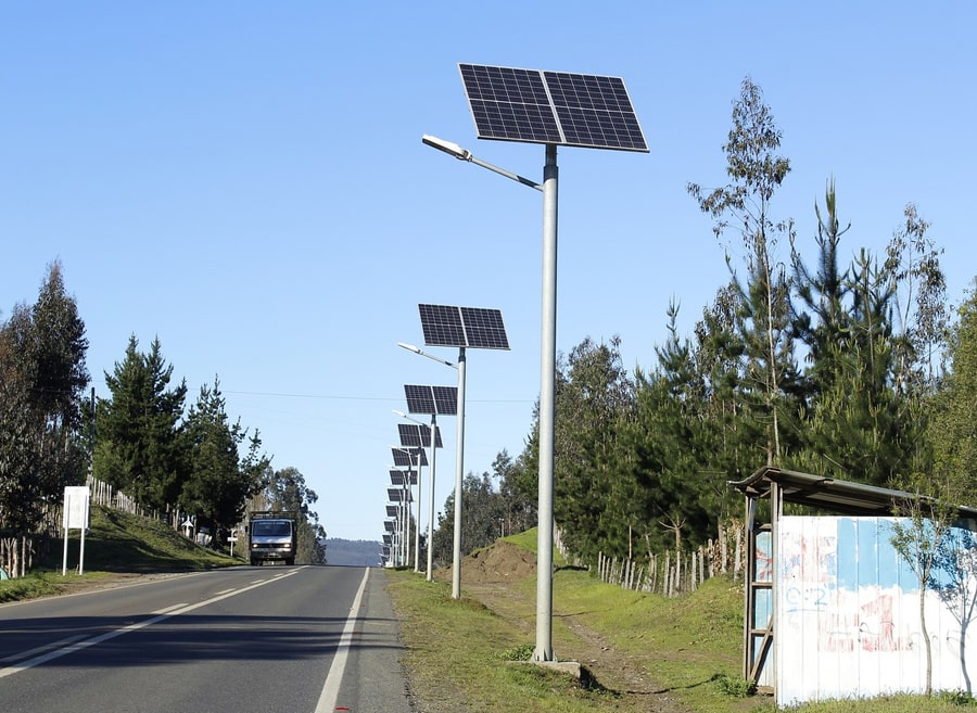 street lights powered by solar panel