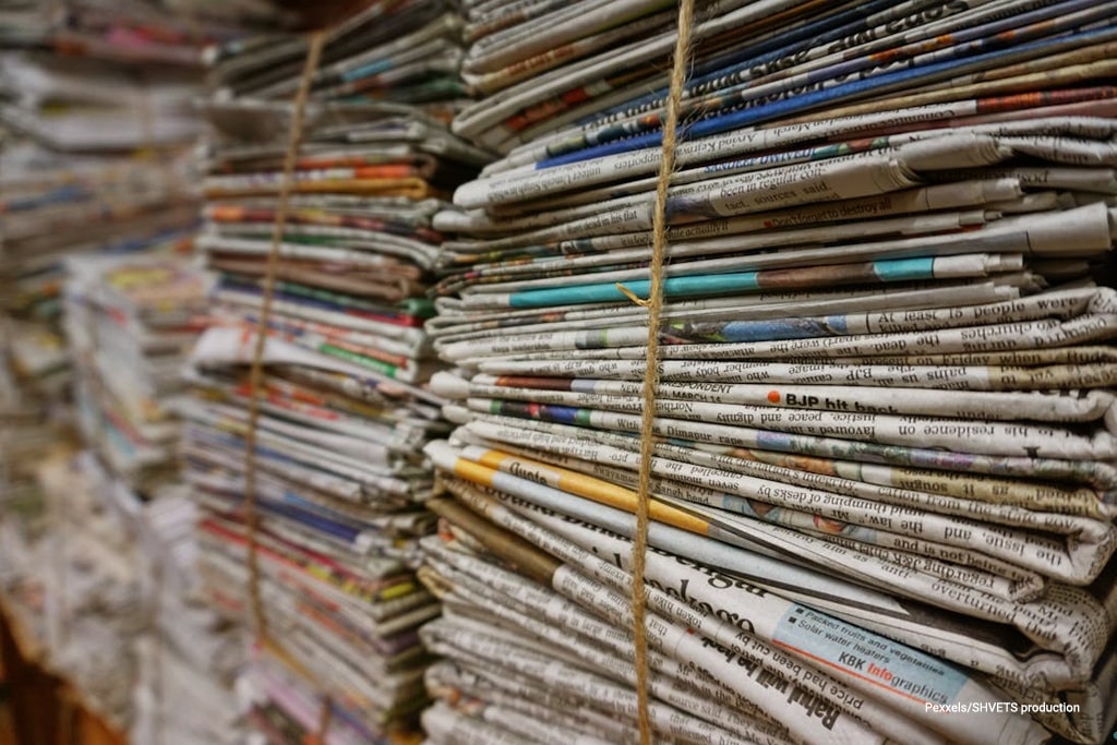 a bundle of used newspapaer