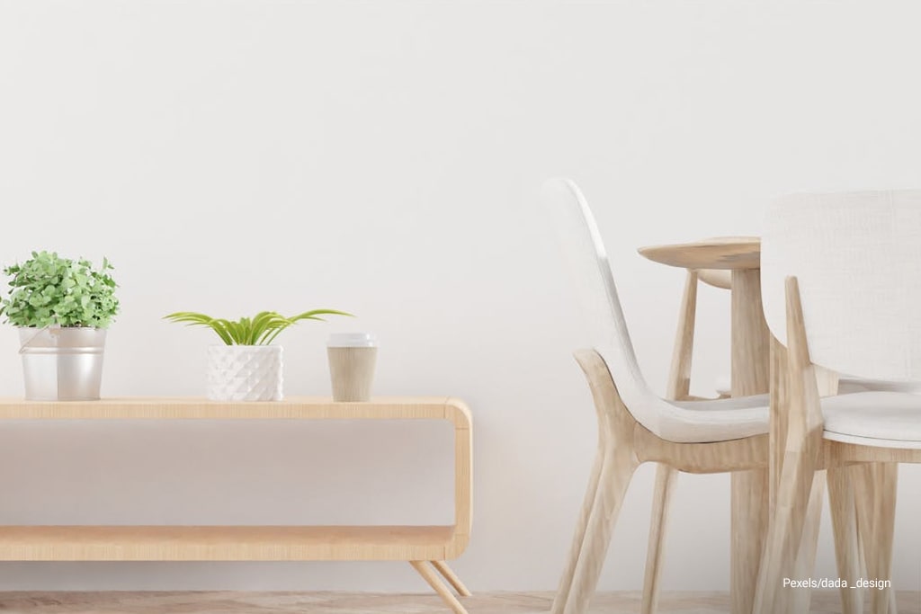 white wall and wood texture living room
